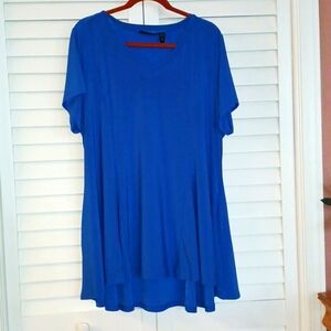 2x Attitudes by Renee Como Jersey Knit Godet Bright Blue Solid top